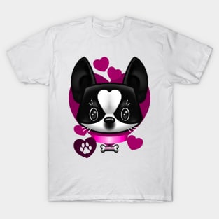 Boston Terrier Love Pink T-Shirt